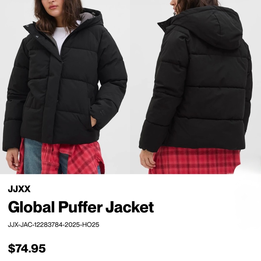 Jack and Jones Black Puffer Jacket